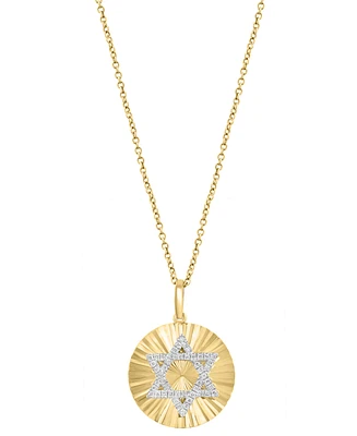 Effy Diamond Star of David Sunray 18" Pendant Necklace (1/8 ct. t.w.) in 14k Gold