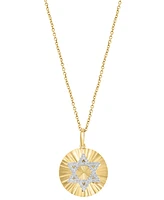 Effy Diamond Star of David Sunray 18" Pendant Necklace (1/8 ct. t.w.) in 14k Gold