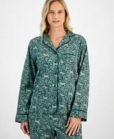 Charter Club Petite Women's Long-Sleeve Cotton Flannel Packaged Pajama Set, Created for Macy's