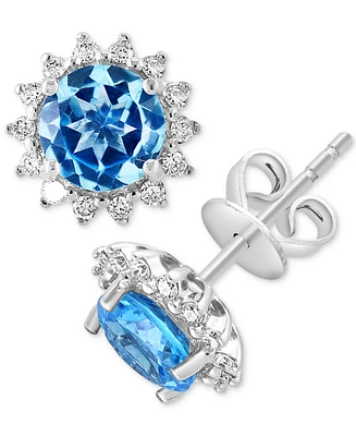 Effy Amethyst (1-5/8 ct. t.w.) & Diamond (1/5 Halo Stud Earrings 14k Rose Gold (Also Blue Topaz Citrine)