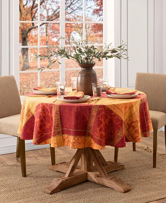 Elrene Maplewood Jacquard Harvest Cotton Round Tablecloth, 70"