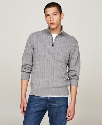 Tommy Hilfiger Men's Long-Sleeve Cable Knit Quarter-Zip Sweater