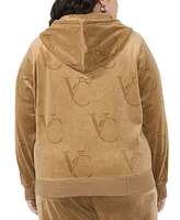 Vince Camuto Plus Logo-Velour Zip-Front Hoodie, Created for Macy's