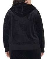 Vince Camuto Plus Logo-Velour Zip-Front Hoodie, Created for Macy's