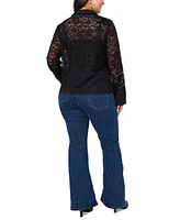 Vince Camuto Plus Lace Button-Front Blouse