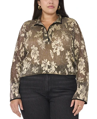 Vince Camuto Plus Floral Metallic Tunic Top