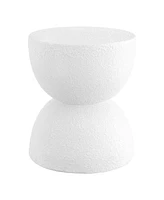 Jonathan Y Greta 18" Mid-Century Modern Drum Indoor/Outdoor Accent Table, White Frosted