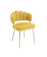 Mondawe Mustard Yellow Accent Chair Leisure Single Chair with Golden Feet