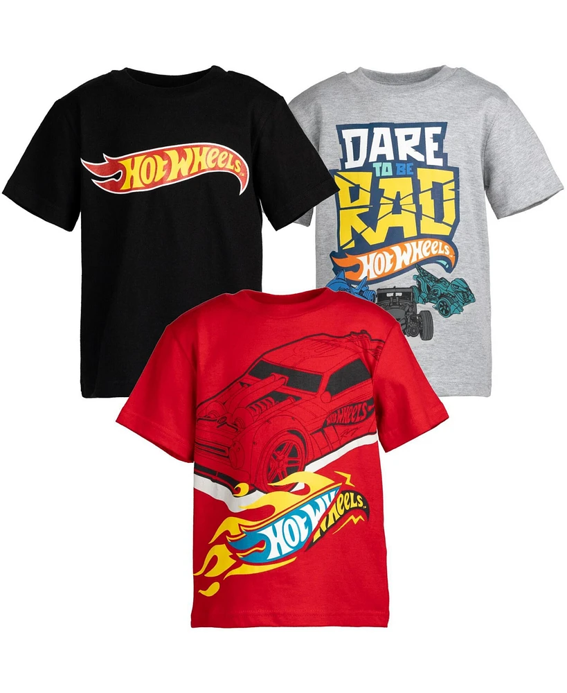 Hot Wheels Toddler Boys Toddler/Little/Big 3 Pack Graphic T-Shirts