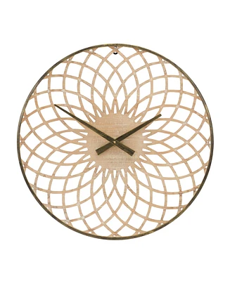 Slickblue Round Lattice Wood Wall Clock Stylish Home Decor Accent