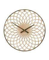 Slickblue Round Lattice Wood Wall Clock Stylish Home Decor Accent