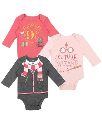 Harry Potter Baby Girls 3 Pack Bodysuits Newborn to