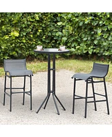 Outsunny 3 Piece Bar Height Outdoor Bistro Set for 2, Charcoal Gray