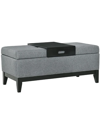 Homcom Rectangular Tufted Fabric Storage Bench Upholstered Ottoman Tray