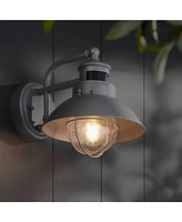 John Timberland Oberlin Rustic Industrial Farmhouse Outdoor Barn Light Fixture Galvanized Dusk to Dawn Motion Sensor 9" Clear Seedy Glass for Exterior