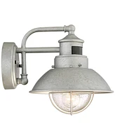 John Timberland Oberlin Rustic Industrial Farmhouse Outdoor Barn Light Fixture Galvanized Dusk to Dawn Motion Sensor 9" Clear Seedy Glass for Exterior