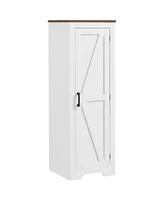 Homcom Farmhouse Storage Cabinet with Adjustable Shelf Barn Door, White