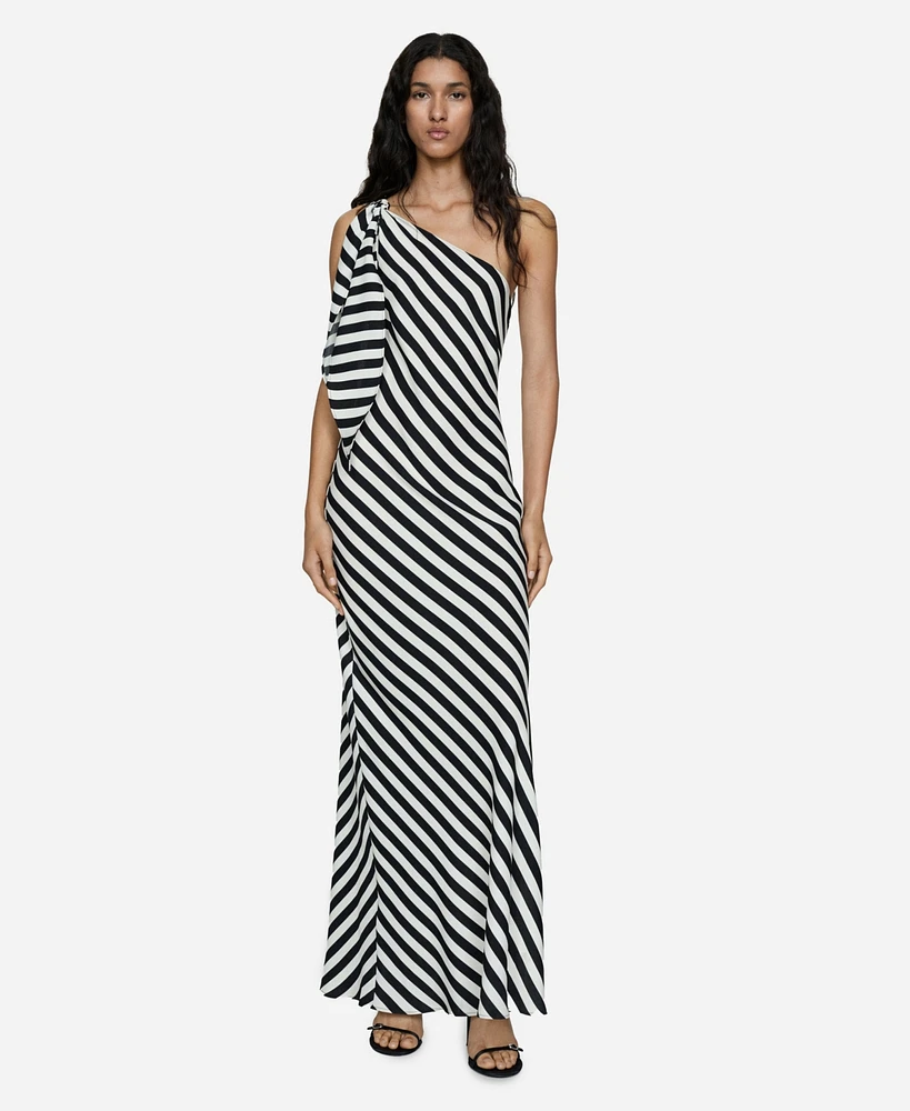 Mango Women's Asymmetrical Striped Dress