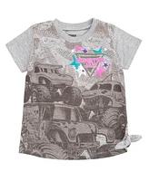 Monster Jam Toddler Girls 2 Pack T-Shirts to Grave Digger El Toro Loco Whiplash Mutt Dalmatian Megalodon