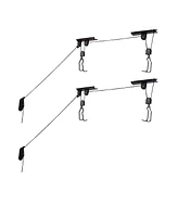 Rad Cycle Bike Hoists - Overhead Pulley System with 100 lb Capacity for Bicycles or Ladders - Secure Garage Ceiling Storage by (Set of 2)