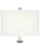 Mia Modern Table Lamp with Table Top Dimmer 25" High Blue Drip Glaze Ceramic Off White Oval Shade Decor for Living Room Bedroom House Bedside Hom