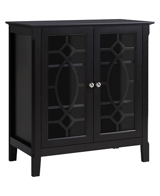 Homcom Elegant Scroll-Framed Storage Server Cabinet with Elevated Base and 3 Shelves