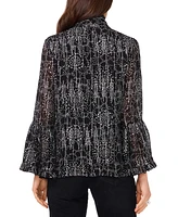 Vince Camuto Women's Printed Tie-Neck Flare-Sleeve Top