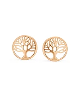 Bling Jewelry Small Round Circle Family Tree Of Life Stud Earrings For Women Nature Wishing Tree Sterling Silver