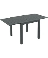 Outsunny Extendable Patio Dining Table for 4-6, Outdoor Dining Table, Gray