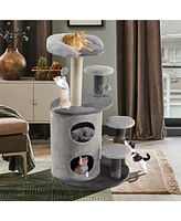 Sugift 40 Inch Cat Tree Tower Multi-Level Activity Tree with 2-Tier Cat-Hole Condo