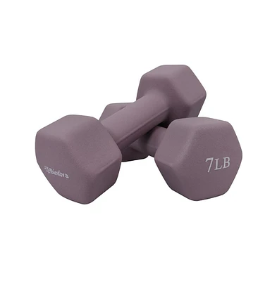 Bintiva Neoprene Hexagon Shaped Dumbbells - Stone - 7lbs