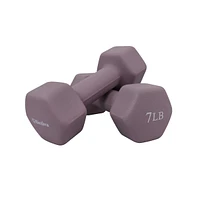 Bintiva Neoprene Hexagon Shaped Dumbbells - Stone - 7lbs