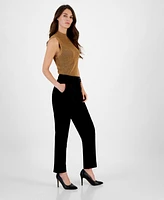 Tahari Asl Women's High Rise Velvet Ankle Pants