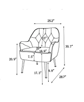 Streamdale Furniture Light Grey Velvet Armchair for Living Room/Office