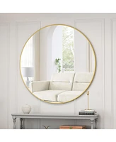 Streamdale Furniture Gold Metal Framed 48" Wall Mirror - Oversized Circular Vanity Mirror