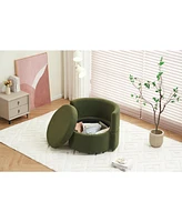 Simplie Fun Teddy Fabric Swivel And Storage Chair With Back Cushion For Living Room, Green