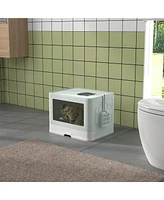 Streamdale Furniture Innovative Front-Entry Top-Exit Litter Box with Anti-Tracking Design