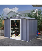 Streamdale Furniture Outdoor Storage Shed 8 X 6 Ft Large Metal Tool Sheds, Heavy Duty Storage House Sliding Doors