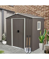 Streamdale Furniture 6FT X 5FT Outdoor Metal Storage Shed Gray With Window