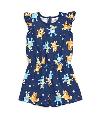 Bluey Baby Girls Bingo Polly Puppy French Terry Sleeveless Romper to