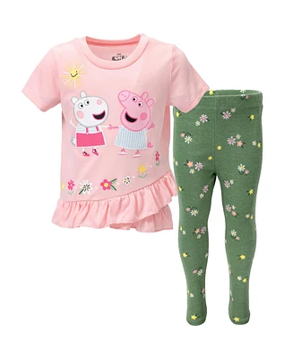 Peppa Pig Girls Peplum T-Shirt and Leggings Outfit Set to