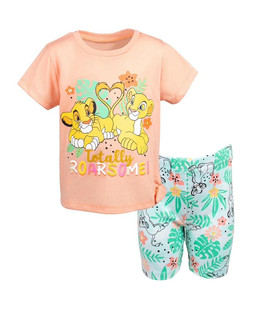 Disney Toddler Girls Moana Winnie the Pooh Lion King Pixar Toy Story Lilo & Stitch T-Shirt Shorts Outfit Set to