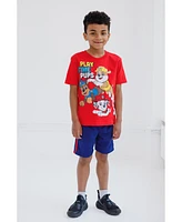 Paw Patrol Toddler Boys Chase Marshall Rubble Pullover T-Shirt and Mesh Shorts Outfit Set to