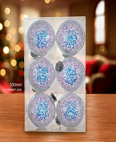 Kurt Adler Shatterproof Iridescent Glittered Ball Ornaments, 6-Piece Set