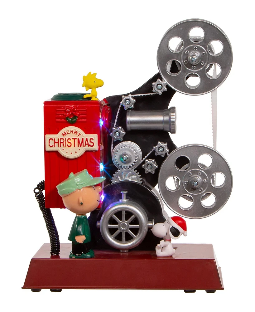 Kurt Adler Peanuts Battery-Operated Animated Projector Musical Table Piece, 8.6 Inches