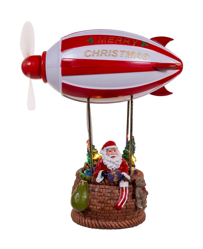 Kurt Adler 8-Inch Battery Operated Musical Santa Hot Air Balloon Table Piece with Digital Propeller