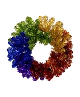 Kurt Adler Un-Lit Foil Rainbow Pride Wreath, 24 Inches