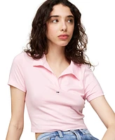 Tommy Jeans Women's Striped Short-Sleeve Cropped Polo Shirt