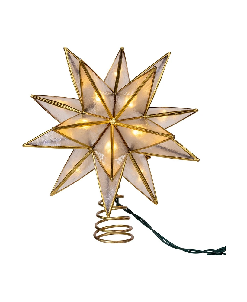 Kurt Adler 10-Light Led 15-Point Gold Sputnik Capiz Tree Topper