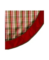 Kurt Adler Dupion Plaid with Velvet Tree Skirt, 48 Inches